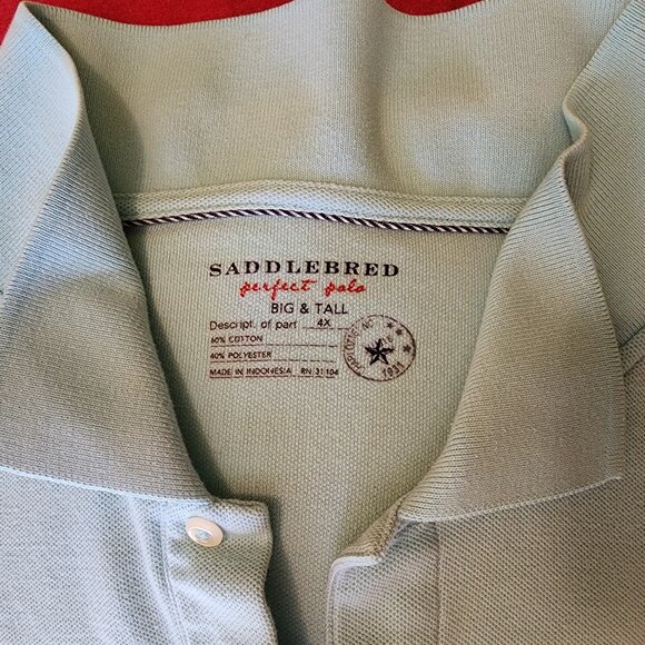 Saddlebred Men’s 4X Big & Tall Perfect Polo Light Green Short Sleeve - Picture 1 of 3
